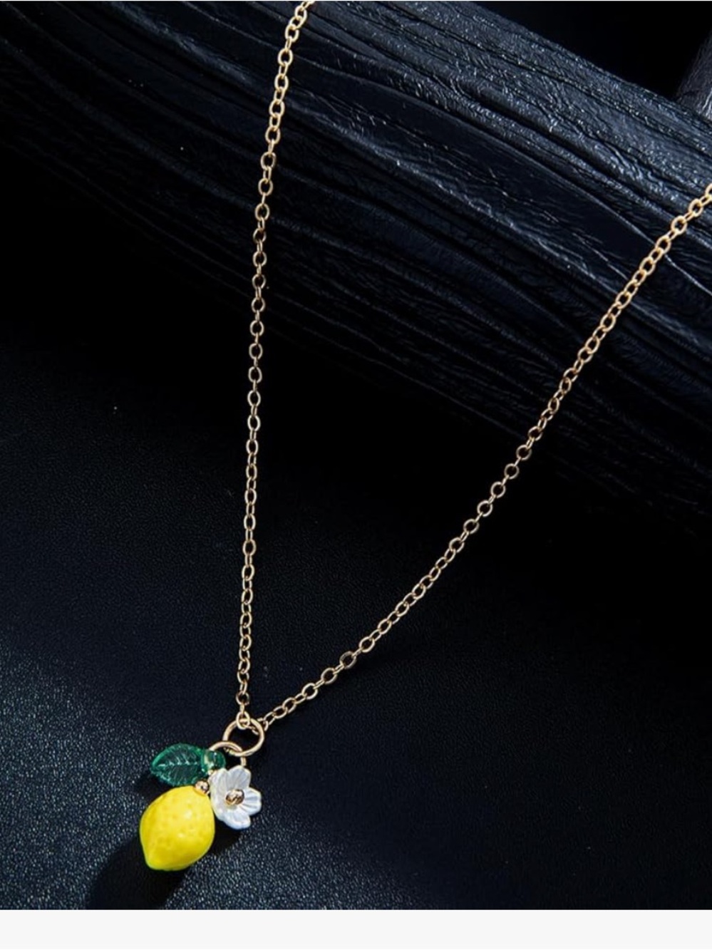 Chic Nation Gold Lemon Pendant Necklace with Yellow, Green and White Accents